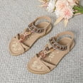 thumbnail image 5 of hoksml Women's Boho Beaded Flat Sandals, Elastic Ankle Strap Open Toe Summer Shoes, Multicolor, 5 of 6