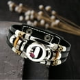 thumbnail image 2 of SUSHANG Vintage Beaded Bracelet English Letter Flower Leather Bracelet for Men and Women Versatile Time Gem Weaving Beaded Handicraft Gift, 2 of 4