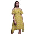 thumbnail image 1 of Bimba Robe Droite à Épaules Dénudées Style Chic Imprimé Floral Jaune pour Femmes Tunique d'Été - Moyen, 1 of 6