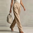 thumbnail image 4 of Womens Dress Pants Business Casual Work Pants Comfortable High Waist Stretchy Trousers Pull On office Slacks Khaki L(L), 4 of 8