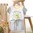 thumbnail image 4 of Odeerbi Toddler Boys Girls 2 Piece Outfits Cartoon Cotton T-shirt Shorts Set Summer Clothes Fashion Casual Short Sleeve Tops Round Neck Collar Botton Printed Shirts Shorts Sets Gray, 4 of 5