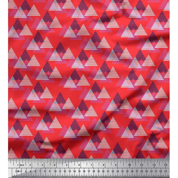 Soimoi Rayon Crepe Fabric Triangle Small Printed Fabric 1 Yard 46 Inch Wide