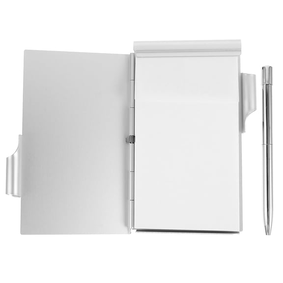 CCOCC Metal Pocket Notebook with Pen Tearable Mini Notebook Holder Office Notepad