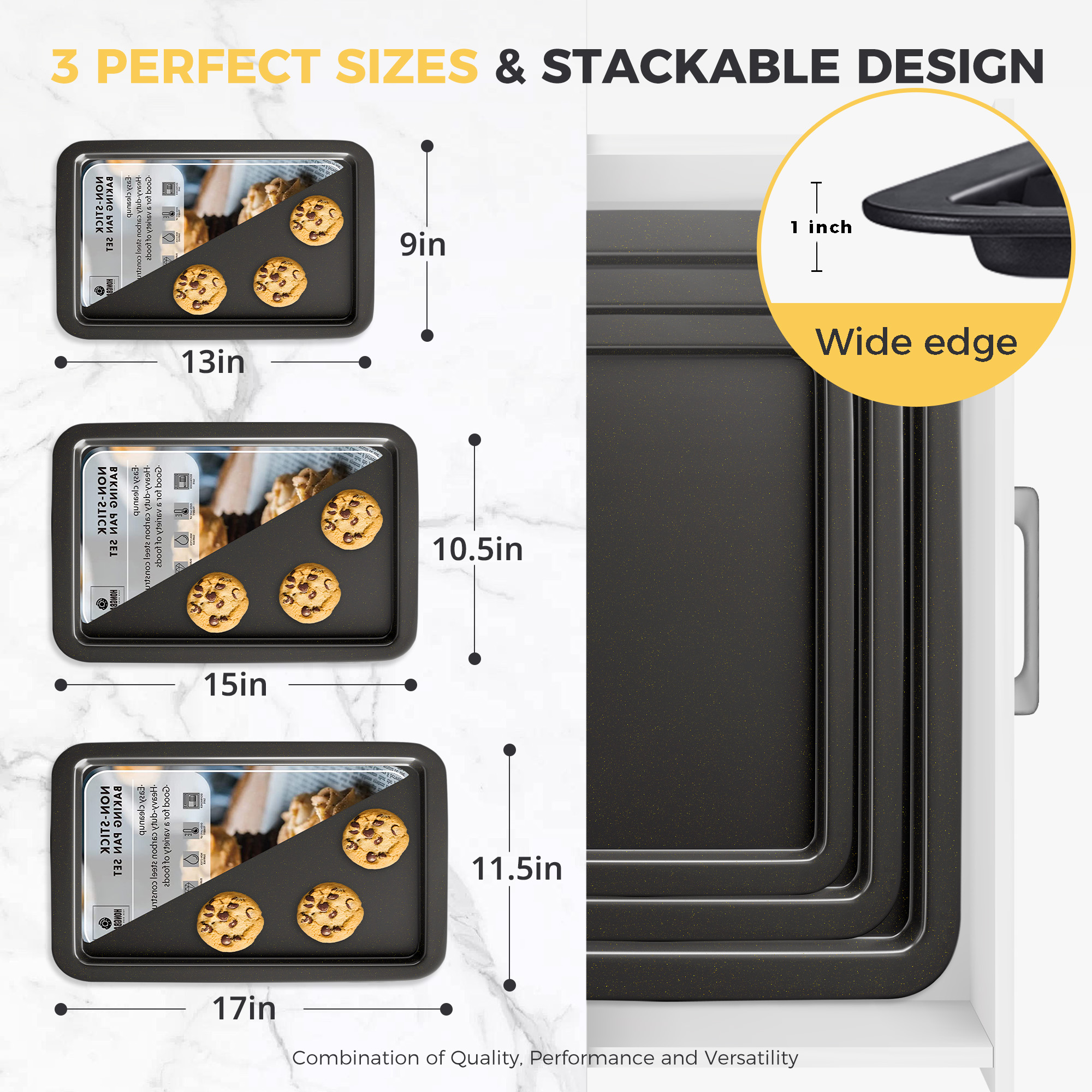 HONGBAKE 3-Piece Nonstick Baking Sheet Pan Set photo 6