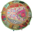 thumbnail image 2 of Avgari Creation Green Indian Pouf Footstool With Embroidery Pouf, Indian Cotton, Pouf, Ottoman Pouf Cover Ethnic Decor Art 22x14x22 Inch, 2 of 3