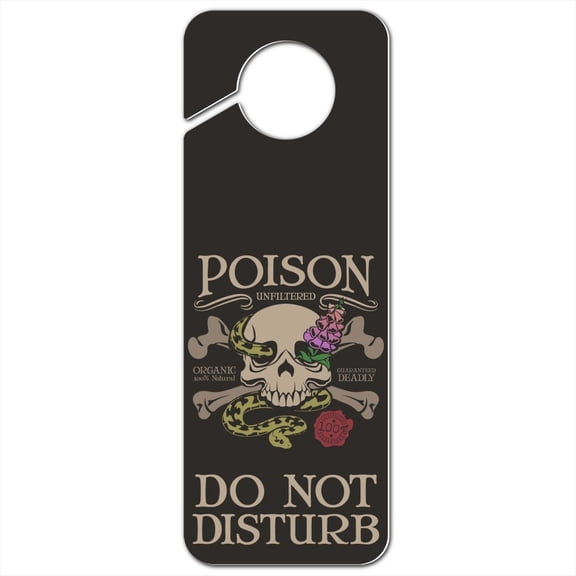 Poison Skull and Crossbones with Snake Foxglove Plastic Door Knob Hanger Sign