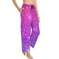 thumbnail image 3 of Kdxio Women's Comfy Stretch Pink Purple GlitterPrint Drawstring Pajama Pants-Large, 3 of 9