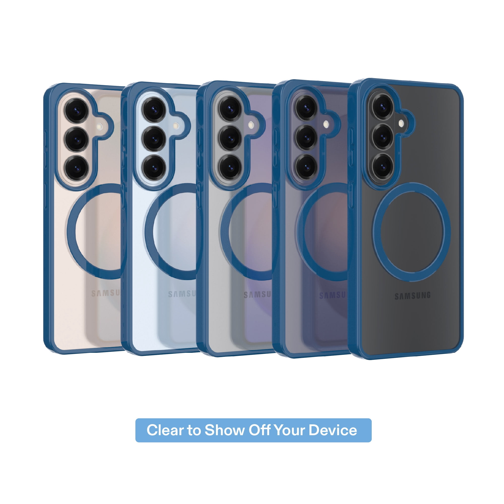 onn Magnetic Compatible Phone Case for Samsung Galaxy S26 - Metallic Blue/Clear
