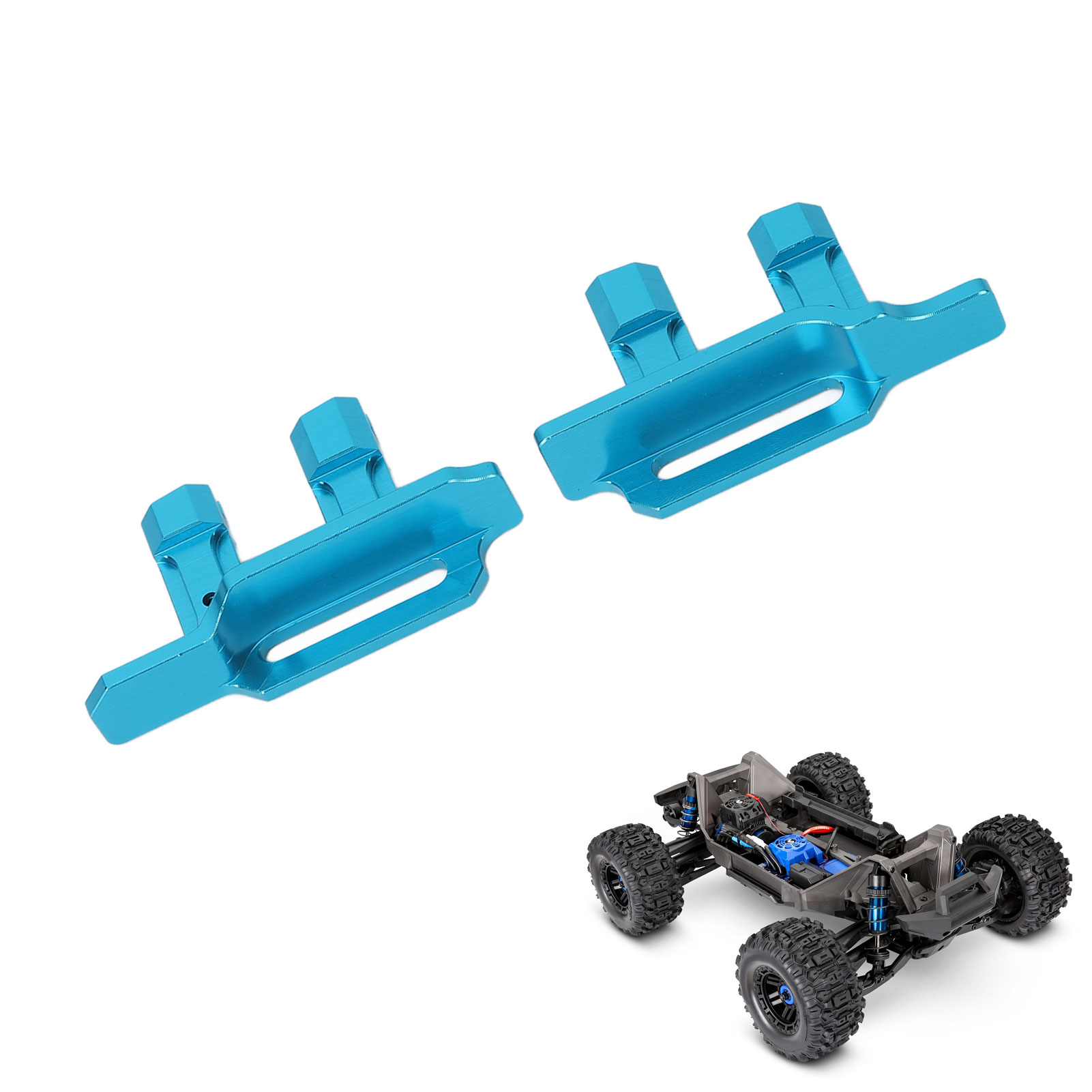 Support batterie alu robuste Traxxas Maxx 1/10 avec sangle grise