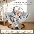 thumbnail image 6 of Babyomi Baby Swing with Auto Rocking, Adjustable Recline & Speed, Remote Control, Timer, Bluetooth Music, Toy Bar & Secure 5-Point Harness for Infants, Grey, 6 of 8