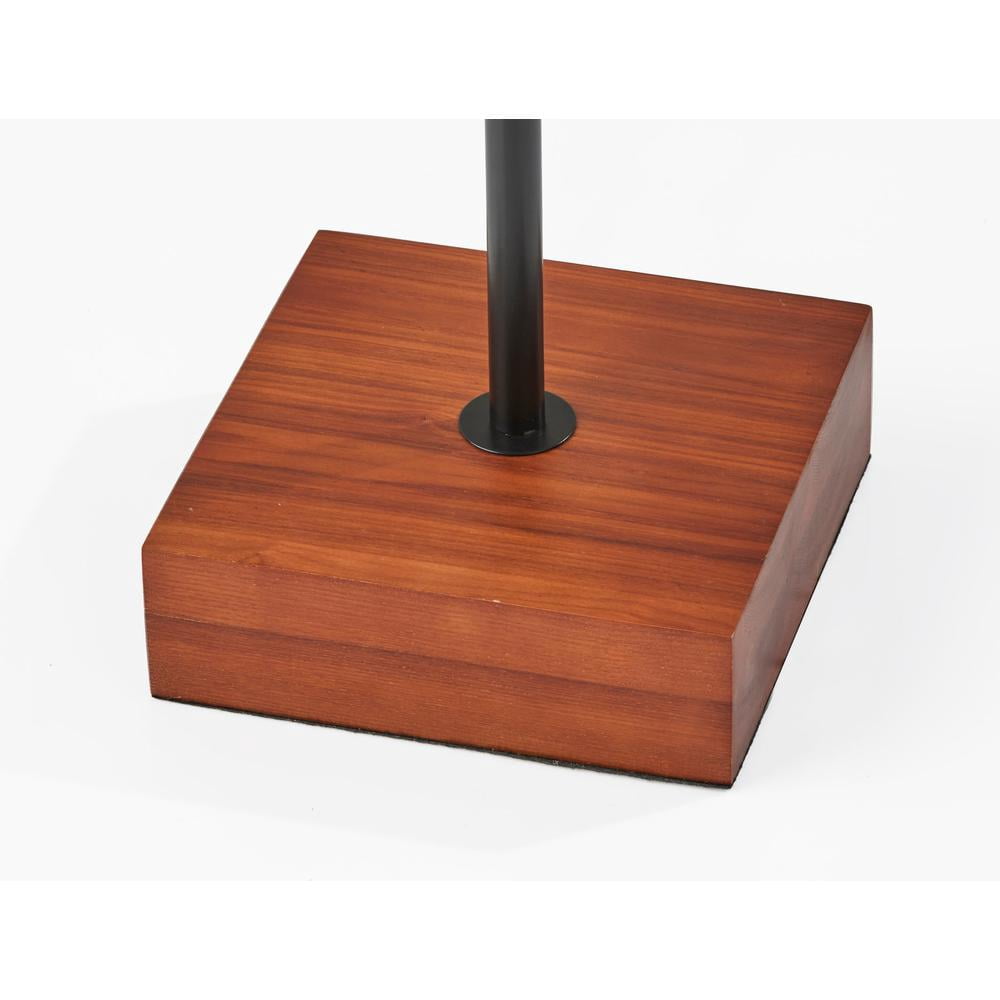 Adesso Trudy Table Lamp, Black, Wood Base, Beige/Brown Textured Fabric Shade