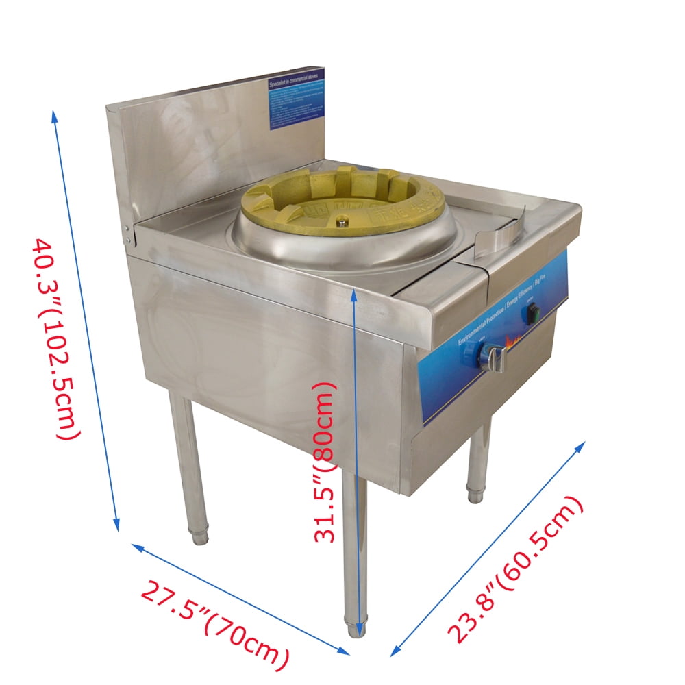 EQCOTWEA Commercial Single-head High Fierce Fire Stove Chinese Wok Range Gas Stove with Baffle