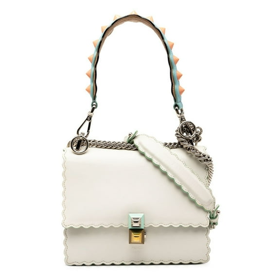 Pre-Owned FENDI Mini Canai Handbag/Shoulder Bag 2WAY 8M0381 White Leather Women's (Good)