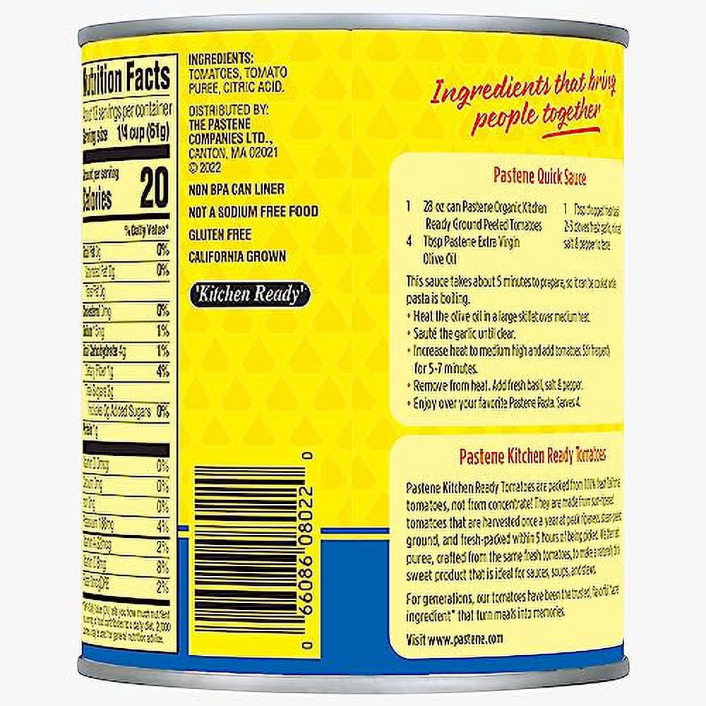 Pastene Kitchen Ready No Salt Ground Peeled Tomatoes, 28 Ounce (Pack of 6)
