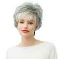 thumbnail image 2 of Peluca corta natural del cabellero corte del duendecillo s mujeres Pelucas llenas cabeza Ombre gris shamjiam Pelucas de cabello humano, 2 of 9