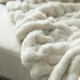 thumbnail image 5 of 50 in. x 60 in. Rached Faux Fur Cozy Throw Blanket - Decorative Plush Blanket for Sofa and Bed, Soft and Comfortable Home Accent, Stylish Living Room and Bedroom Decor, Warm Winter Blanket, White, 5 of 6