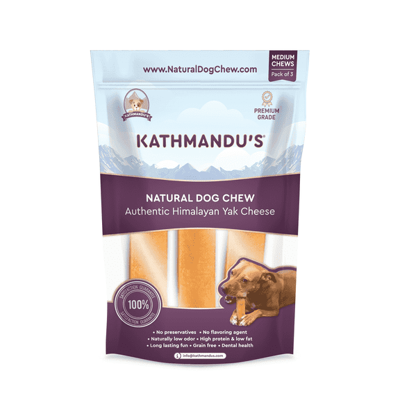 Kathmandus Himalayan Cheese Dental Treats for Dogs, 3 Medium Chews Packet