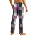 thumbnail image 3 of Fgvctg Mens Pajama Pants Flannel Sleepwear Plaid Lounge Pants Comfortable Sleep Pajama Pant Drawstring Lounge Bottom Warm Lightweight Pjs Bottoms With Pockets Light Purple XL, 3 of 5