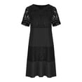 thumbnail image 4 of Fankiway Robe en Dentelle Plissée Taille Haute Col Rond Printemps et Été pour Femmes Courbes Robes de Printemps pour Femmes 6568, 4 of 6
