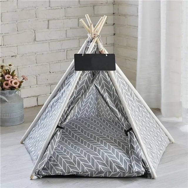 Tente Tipi pour Animal, Maison Lavable pour Chien et Chat avec Coussin
