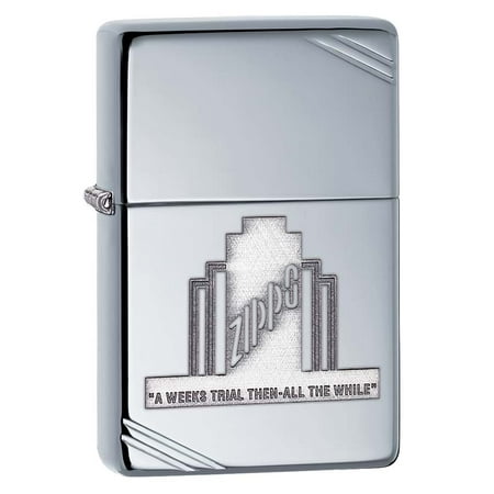 Vintage High Polish Chrome Lighter - Zippo A Weeks Trial Vintage High Polish Chrome Lighter
