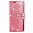 thumbnail image 3 of Étui Portefeuille pour iPhone xr, Étui de Protection en Cuir PU avec Sangle de Poignet et Fentes pour Cartes, Support en Relief Papillon Fleur pour iPhone Rose, 3 of 9