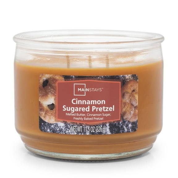 Mainstays Cinnamon Sugared Pretzel Scented 3 Wick Candle, 11.5 oz.