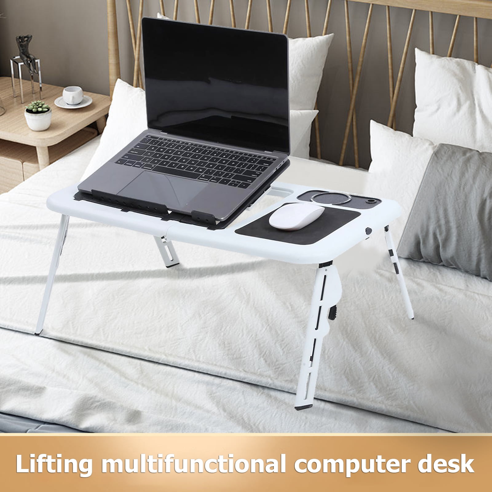 Jadeshay Folding Laptop Desk, Builtin Cup Slot, Portable Bed Tray