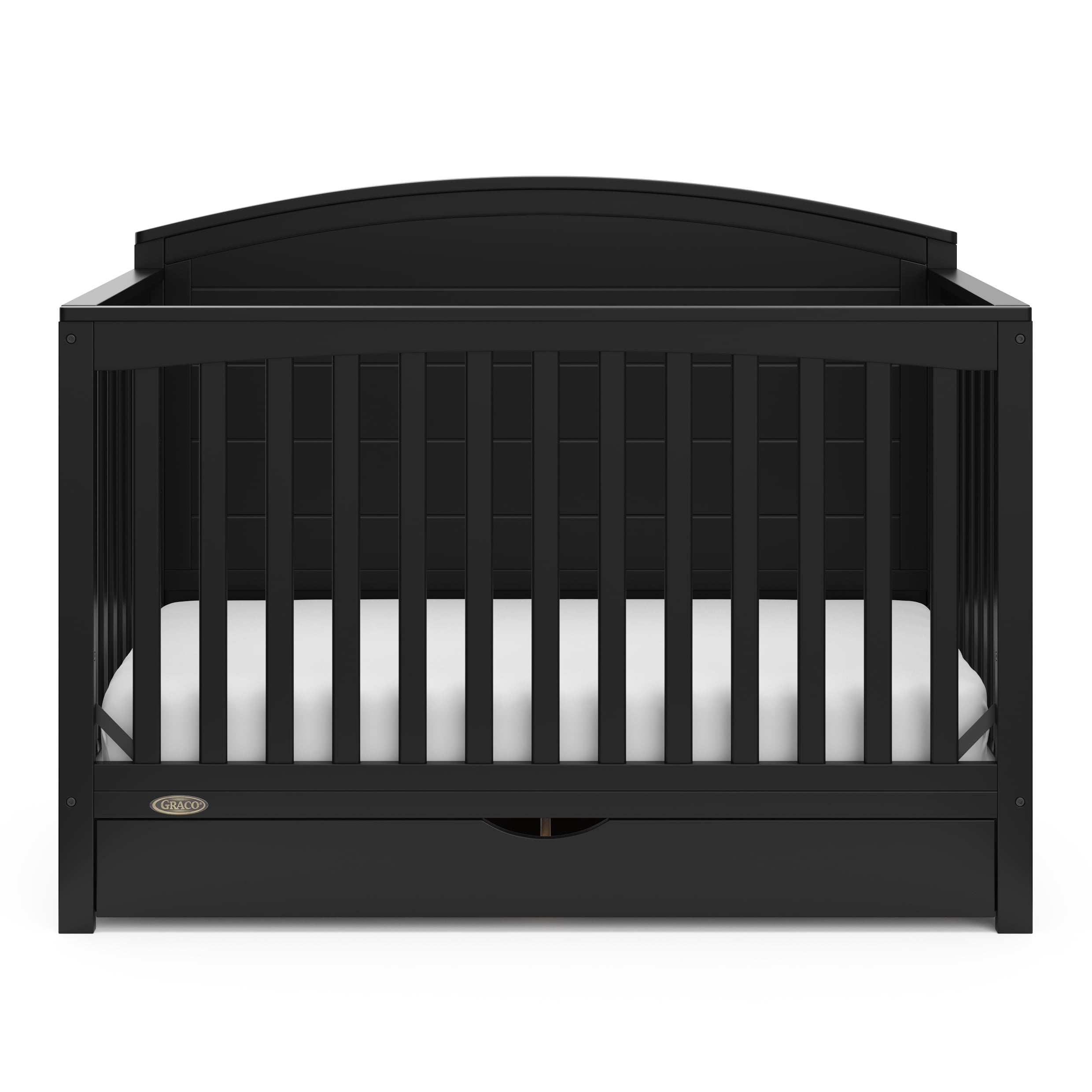Graco Bellwood 5-in-1 Convertible Crib with Drawer and Premium Crib & Toddler Mattress Bundle, Black