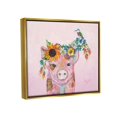 thumbnail image 4 of Stupell Industries Floral Pink Little Piggy & Bird Animal Collage Painting Metallic Gold Floating Framed Canvas Print Wall Art, Design by Lisa Morales, 4 of 5