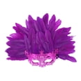 thumbnail image 2 of Máscara de plumas artificiales de media cara, accesorio de moda para fiesta de disfraces de cosplay Púrpura, 2 of 8
