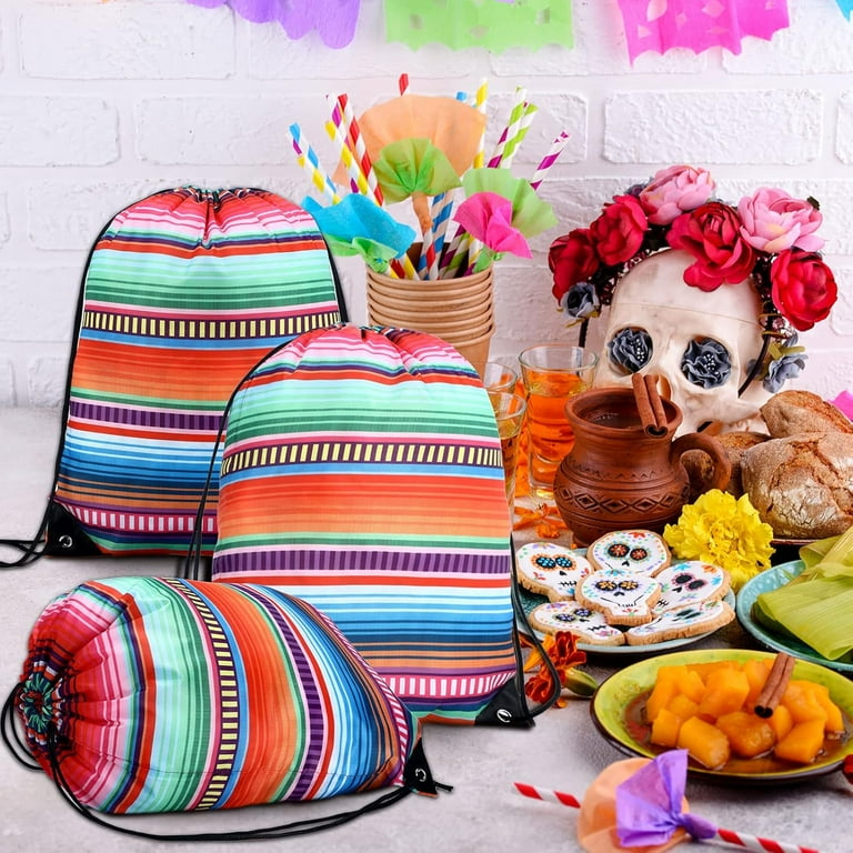 Pajean Cinco De Mayo Lot De 18 Sacs à Dragées En Papier Sur Le Thème Mexicain Avec Poignées Pour Anniversaire, Fête Prénatale, Fête Mexicaine