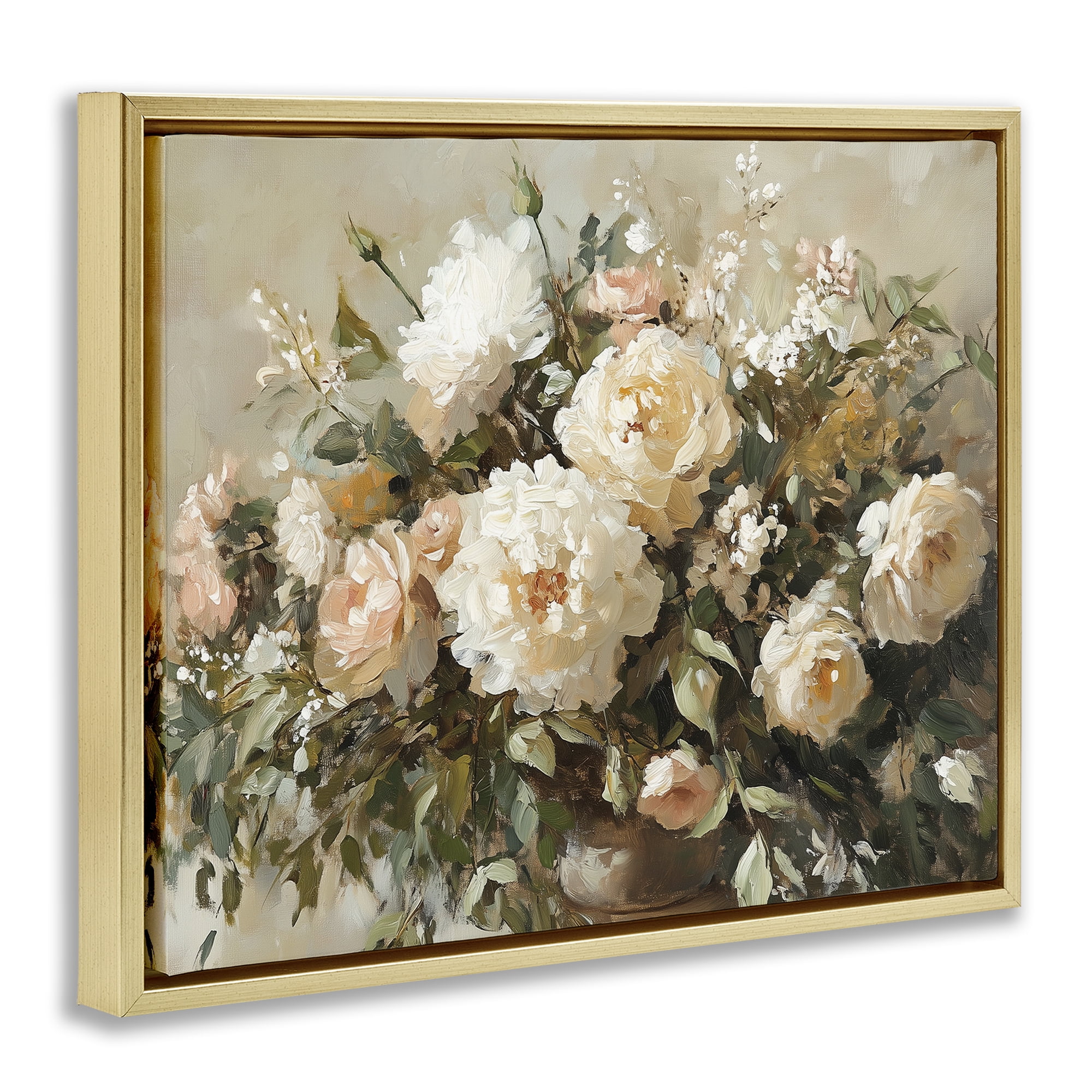 Stupell Industries Secret Garden Arrangement Gold Framed Floater Canvas Wall Art, design by Heidi Kuntz