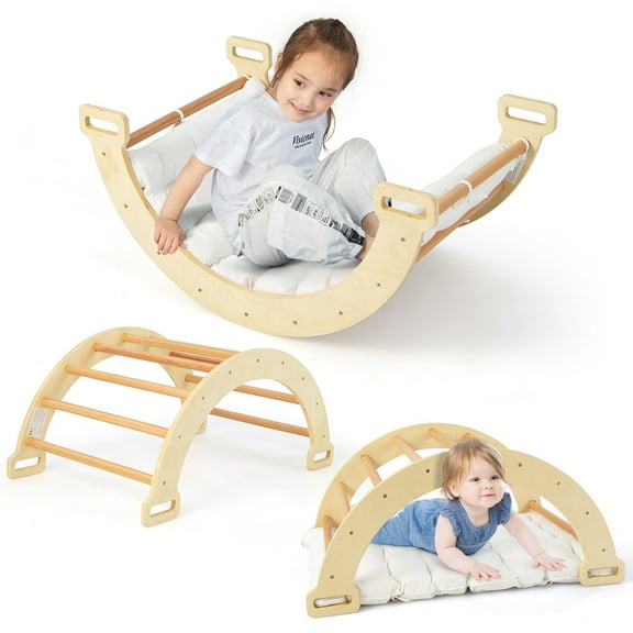 Gymax 2-in-1 Arch Rocker with Soft Cushion Double-Sided Climbing Arch for Toddlers