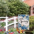 thumbnail image 5 of Hello Spring Rose Flower Small Decorative Garden Flag, Blue White Floral Butterfly Yard Lawn Outside Decor, Seasonal Burlap Outdoor Home Decoration Double Sided 12.5 x 18, 5 of 6