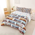 thumbnail image 2 of Erosebridal Colorful Railway Car Full Size Comforter Sets 3 Pieces For Boys,Kids Cartoon Railroad Train Bedding Sets,Blue Yellow,Luxury Bedroom Decor, 2 of 6