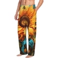 thumbnail image 2 of Daiia Deep Yellow Colorful Sunflower Men's Sleep Pant with Pockets and Drawstring,Pajama Pants-Large, 2 of 9