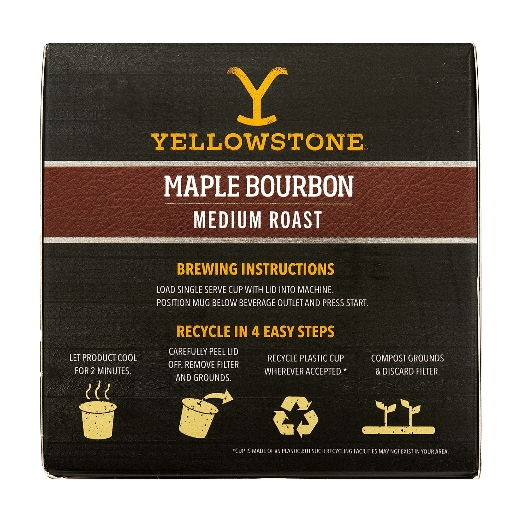 Yellowstone Maple Bourbon Medium Roast Coffee Single Serve Pods 12 ct, 3 pack
