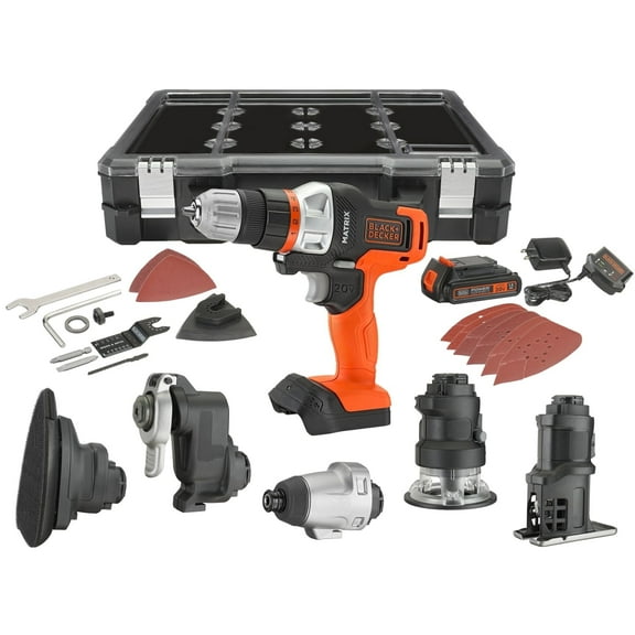BLACK DECKER 20V Cordless Drill, Power Tool Set, 1.5Ah, 6 Piece Set, Battery Included (BDCDMT1206KITC)