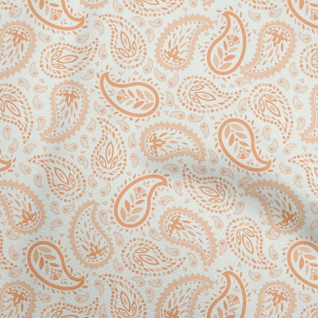oneOone Velvet Peach Fabric Asian Paisley Craft Projects Decor Fabric Printed By The Yard 58 Inch Wide