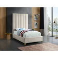 thumbnail image 4 of Meridian Furniture Via Rich Velvet Twin Bed in Cream, 4 of 5