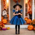 thumbnail image 5 of Girls Halloween Mesh Dress Costume Set With Matching Witch Hat, Two-Piece Outfit For Dance Recitals, Stage Performances, Dress-Up Parties, School Events And Themed Photo Sessions, 5 of 6