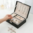 thumbnail image 3 of Pu Leather Jewelry Box Double Wooden Jewelry Box Princess Jewelry Storage Box Cosmetic Case, 3 of 8