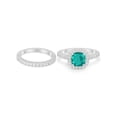 thumbnail image 2 of Cushion Cut Band Round Ring Paraiba Tourmaline CZ 925 Sterling Silver Size 8, 2 of 7