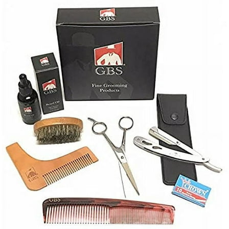 G.B.S Professional Beard Growth Kit, Lightweight, 100% Vegan- Pack Of 8 Men's Shaving and  Grooming Kit