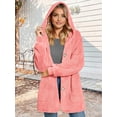 thumbnail image 6 of Warm Fleece Jackets for Women, Fuzzy Hooded Casual Coats Cardigan Sweaters Outerwear with Pockets Pink XL, 6 of 8