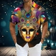 thumbnail image 7 of Mens Summer Shirts Carnival Short Sleeve Button Down Hawaiian Shirts Casual Mardi Gras Printed Beach T Shirts Vacation Holiday Tops, 7 of 7