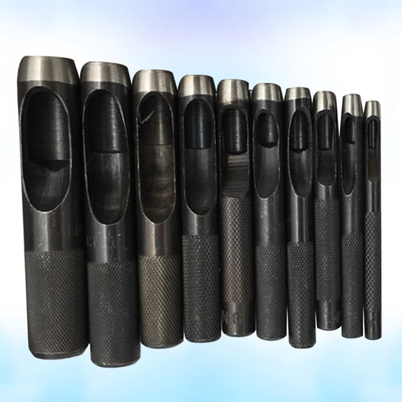 HEMOTON 10-Piece Round Carbon Steel Hole Punch Set 1mm to 10mm for Belt Band Crafting Tools