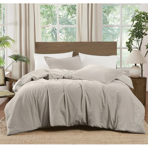 Brooklyn Loom Matte Cotton Velvet 2-Piece Twin XL Comforter Set in Grey, Cotton , Adult, All Season, OEKO-TEX Certified