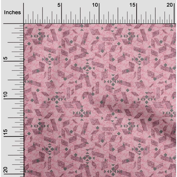 oneOone Cotton Cambric Medium Pink Fabric Geometric Texture Fabric For Sewing Printed Craft Fabric By The Yard 56 Inch Wide